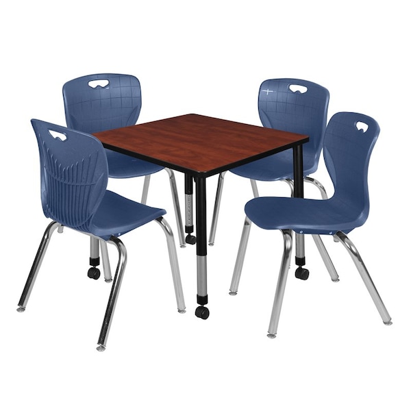 Regency Tables > Height Adjustable > Square Mobile Table & Chair Sets, 30 W, 30 L, 23-34 H, Cherry TB3030CHAPCBK40NV - main